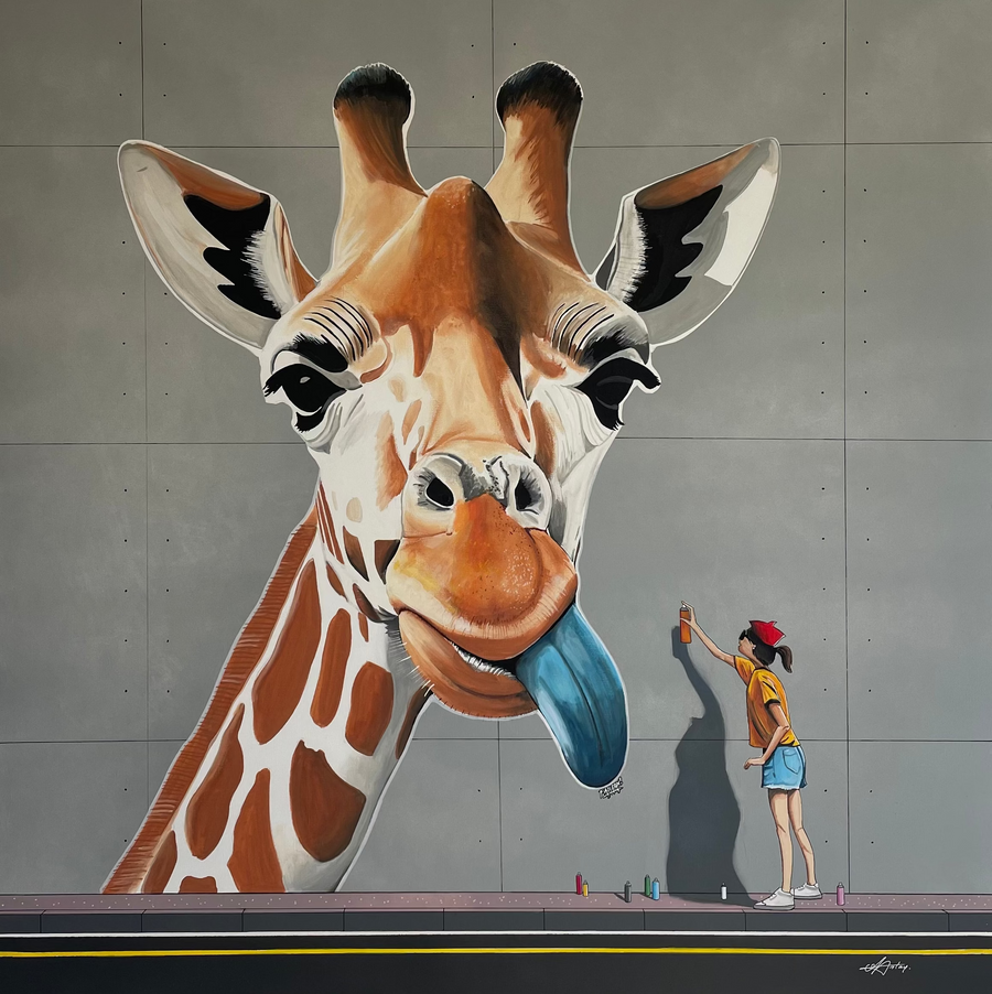 La girafe à la langue bleue