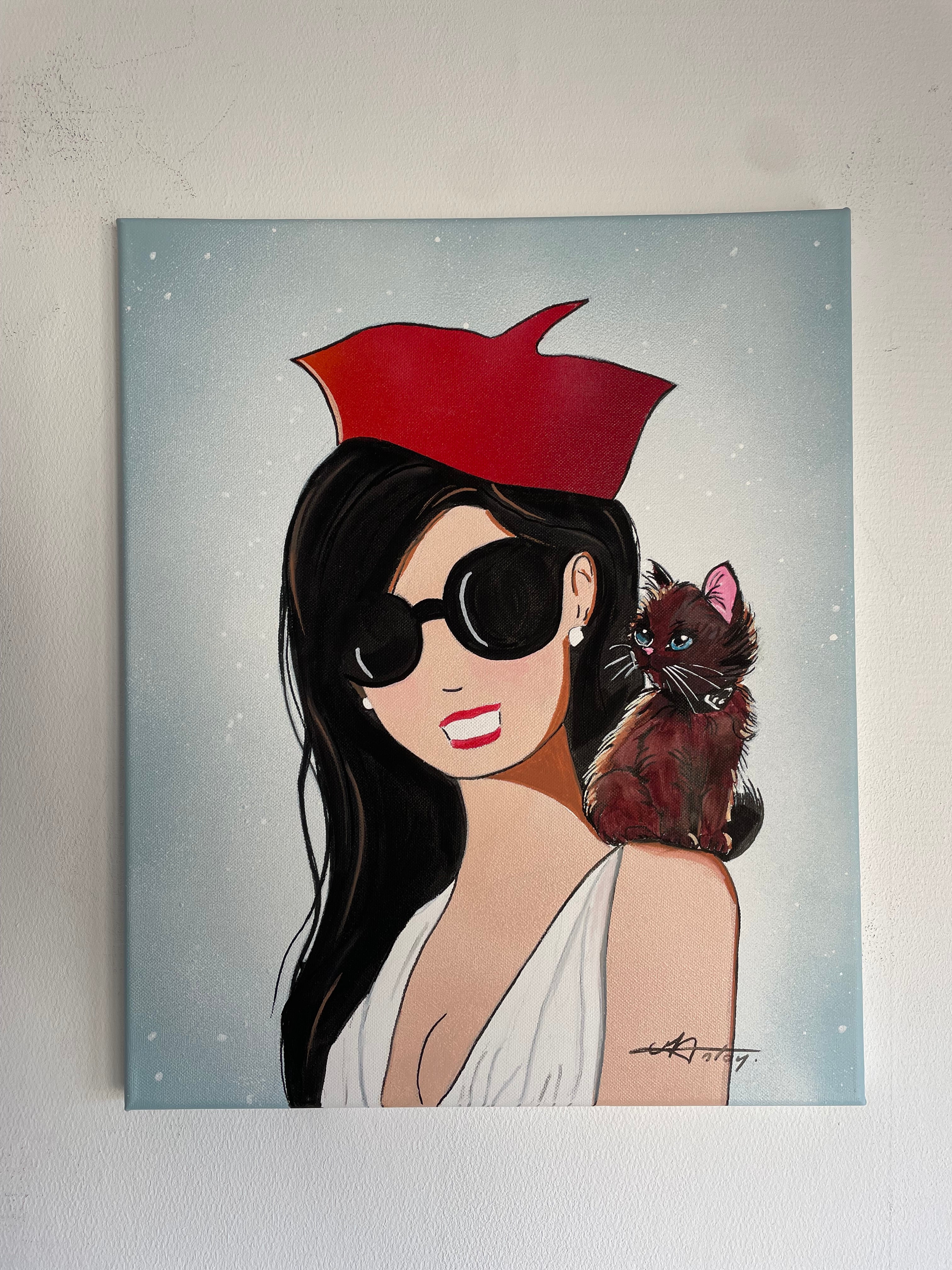 Fanfan et son chaton sur l'épaule